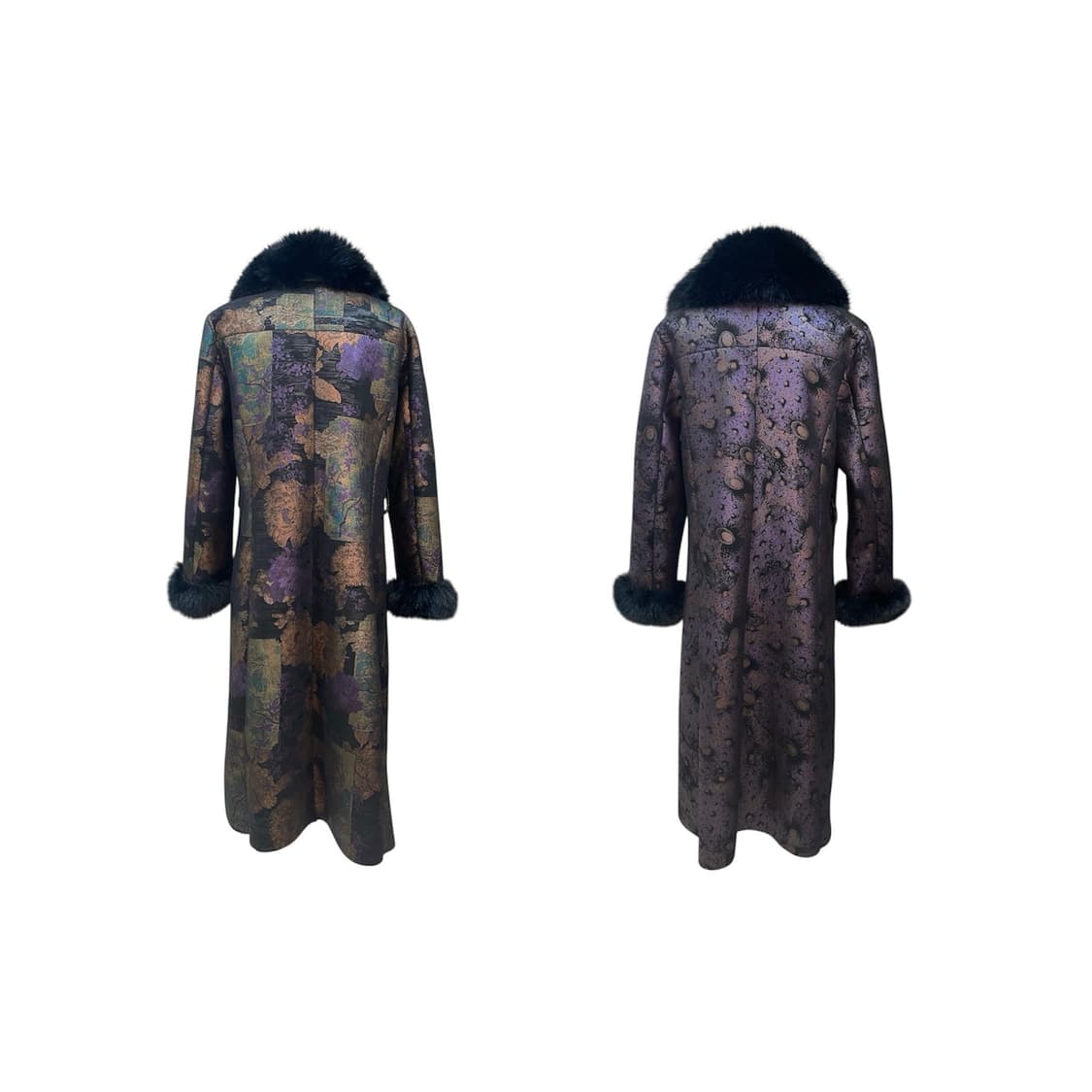 Brocade Long Fur Trim Coat  상품이미지7