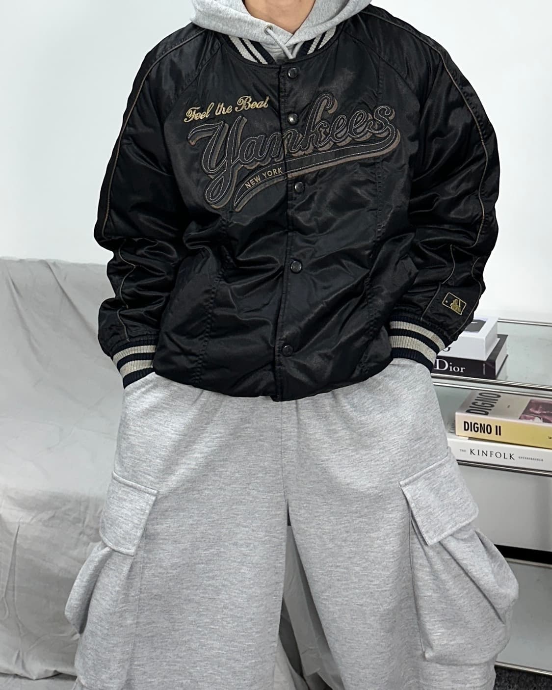 MLB 00s 뉴욕 양키스 빅로고 바시티 자켓 100 상품이미지1