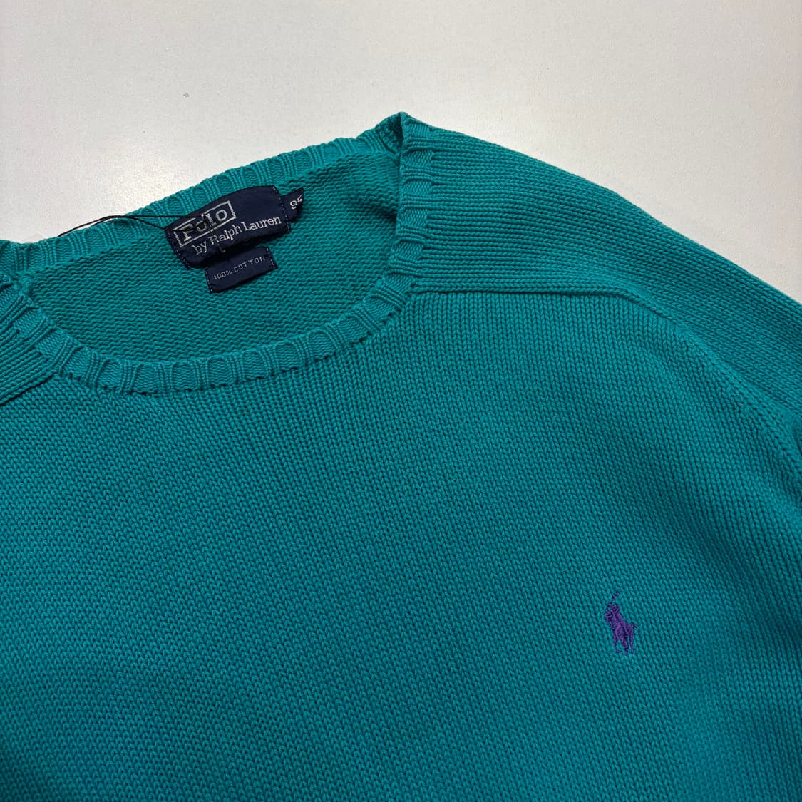 [95] 90s 폴로 랄프로렌 코튼 니트 스웨터 터키블루 C634 상품이미지3