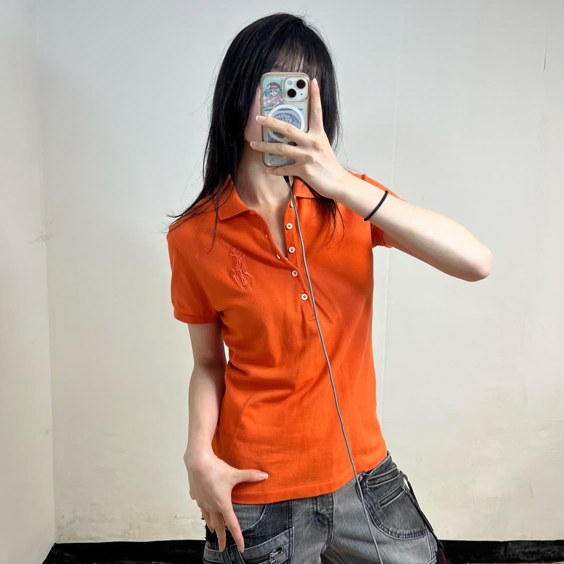Polo Orange big pony collar T shirt 상품이미지2