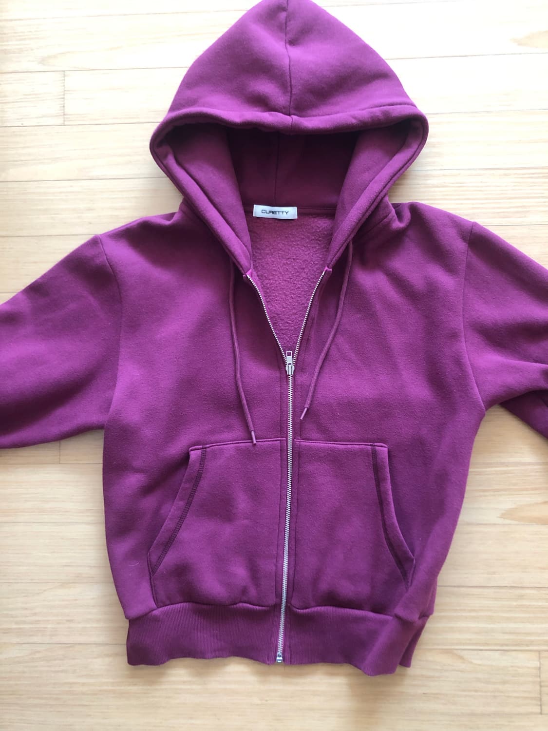 큐리티 curetty c 벨벳 로고 플리스 후드집업 퍼플 상품이미지9
