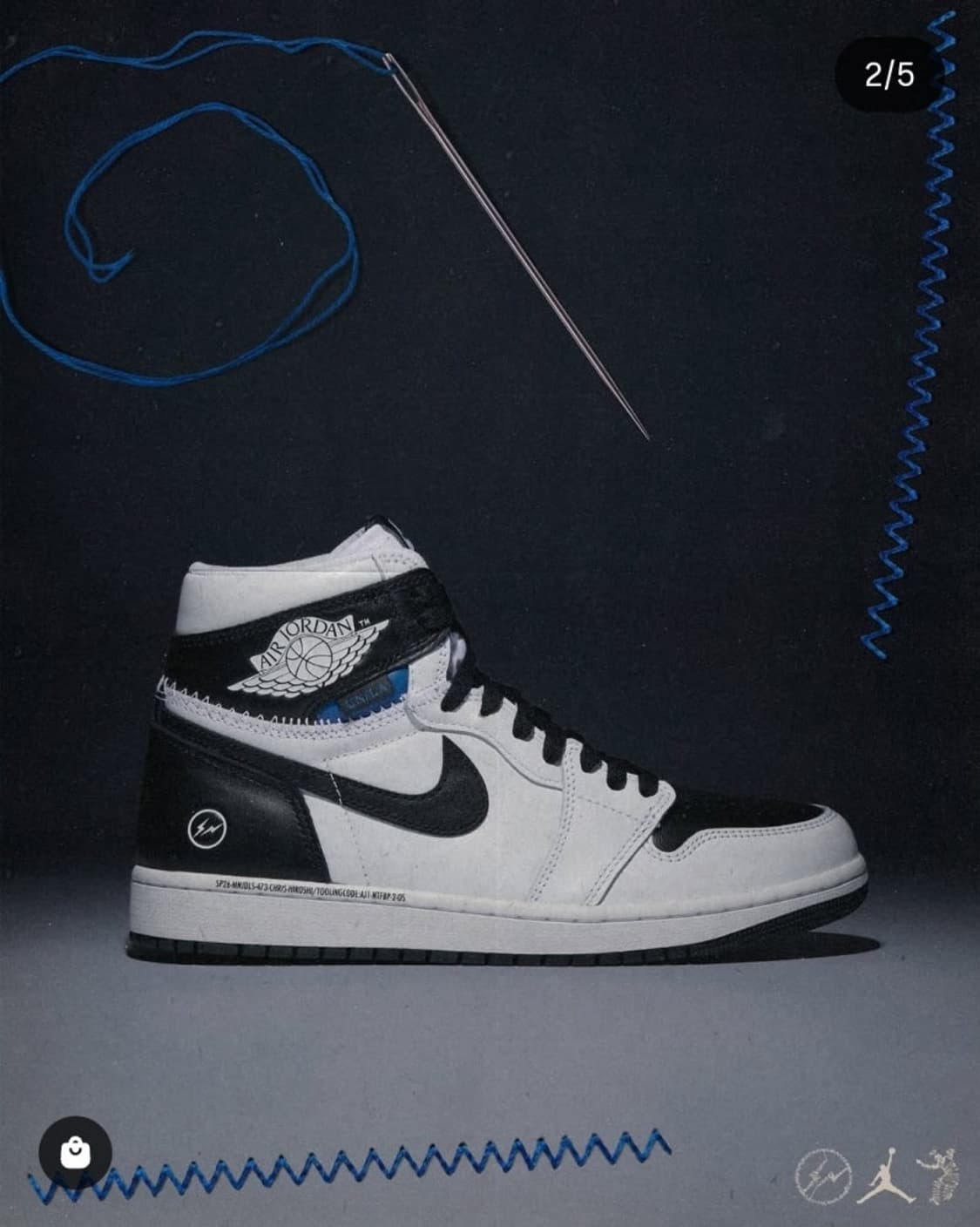 조던 1 x 프라그먼트 x 유니온 LA 하이 OG SP 화이트 블랙 상품이미지1