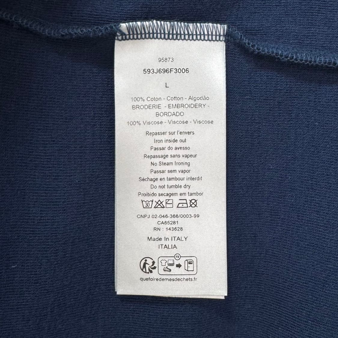 25FW 디올 테리 코튼 반팔 티셔츠 네이비 L사이즈 상품이미지9