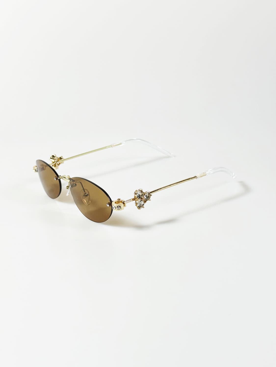 90s 무테 오벌 골드 메탈 프레임 빈티지 틴트 선글라스 상품이미지3