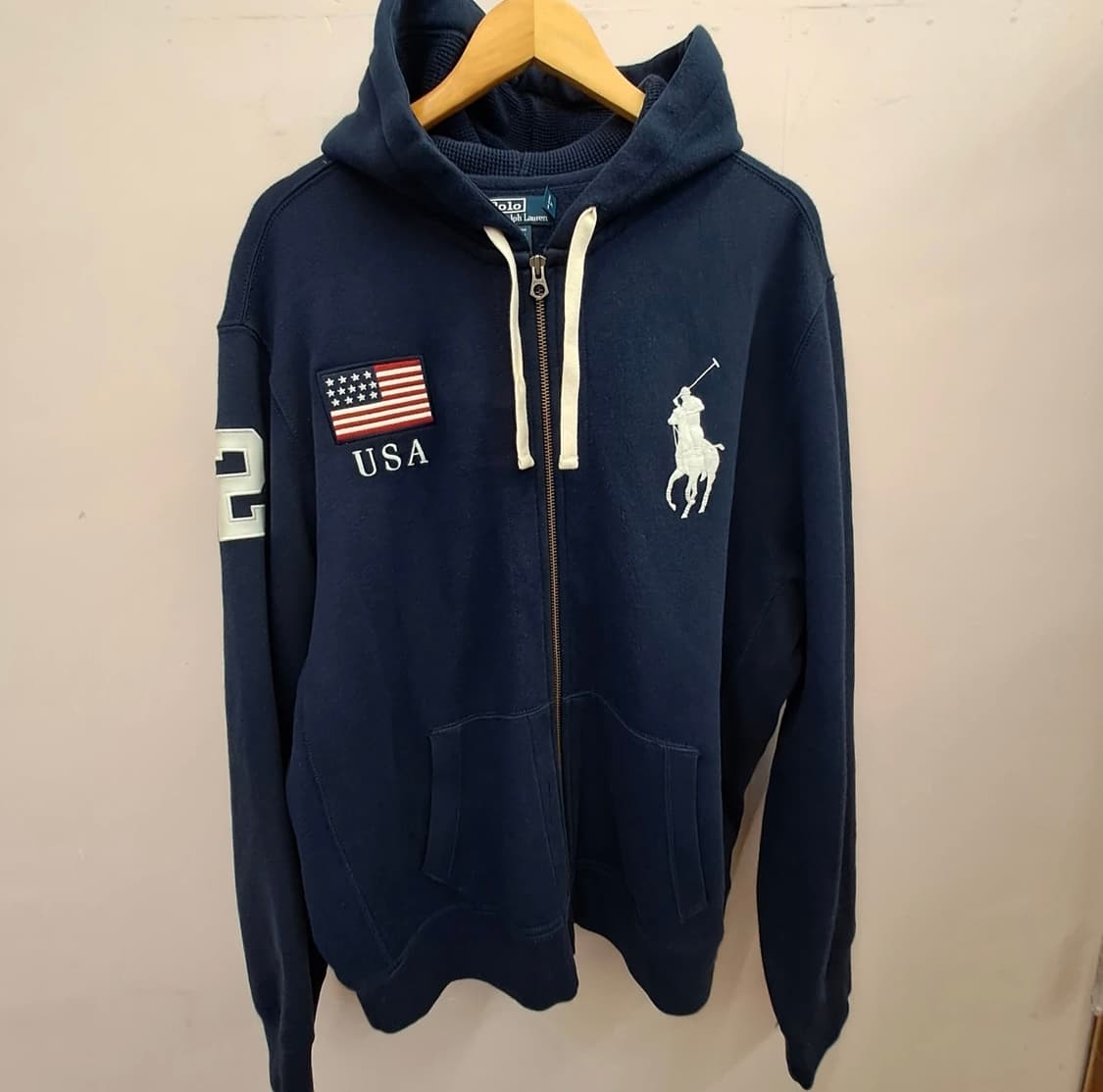 폴로 빅포니 성조기 후드집업 네이비 xxl 상품이미지1