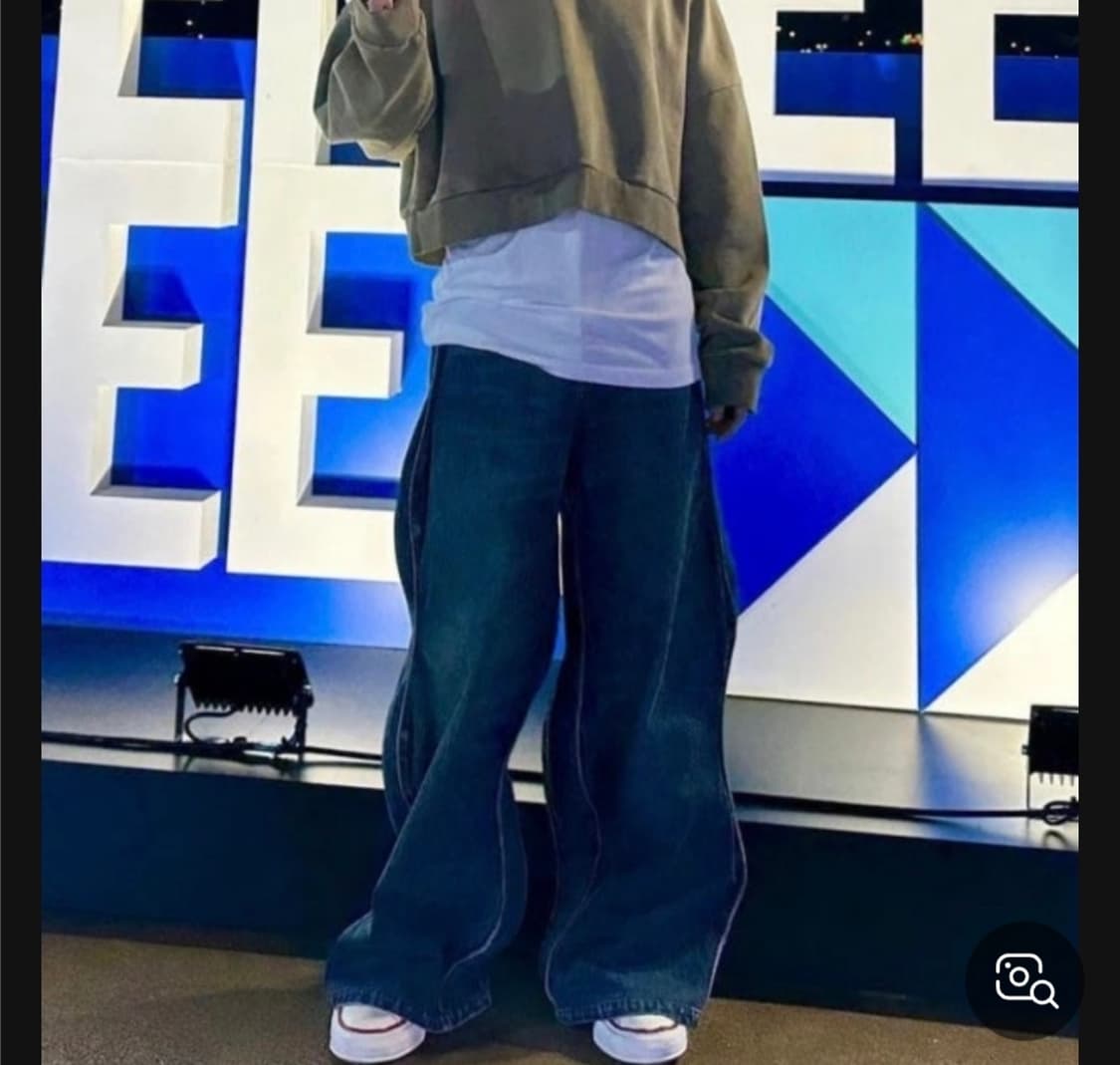 워시드 웨이비 데님 팬츠 M(30~32) 새상품  남여공용 와이드 플레어 상품이미지7