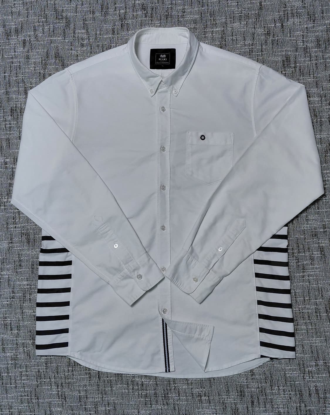 [XL] 빔즈 하트(BEAMS HEART) 사이드 스트라이프 배색 셔츠 상품이미지1