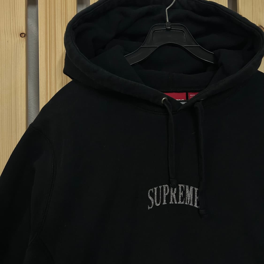 (L) 슈프림 글리터 아치 로고 블랙 후드 상품이미지2