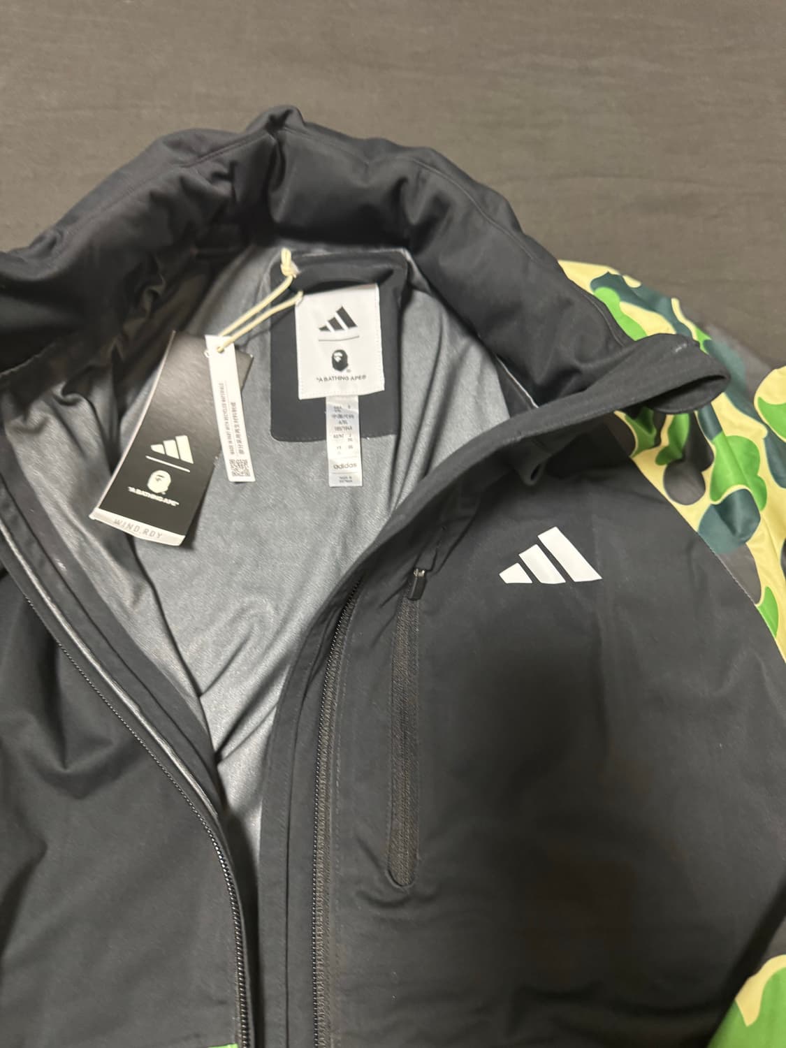 정품새제품 아디다스 베이프 카모 골프 윈드레디 자켓 XL 밀리터리 상품이미지2