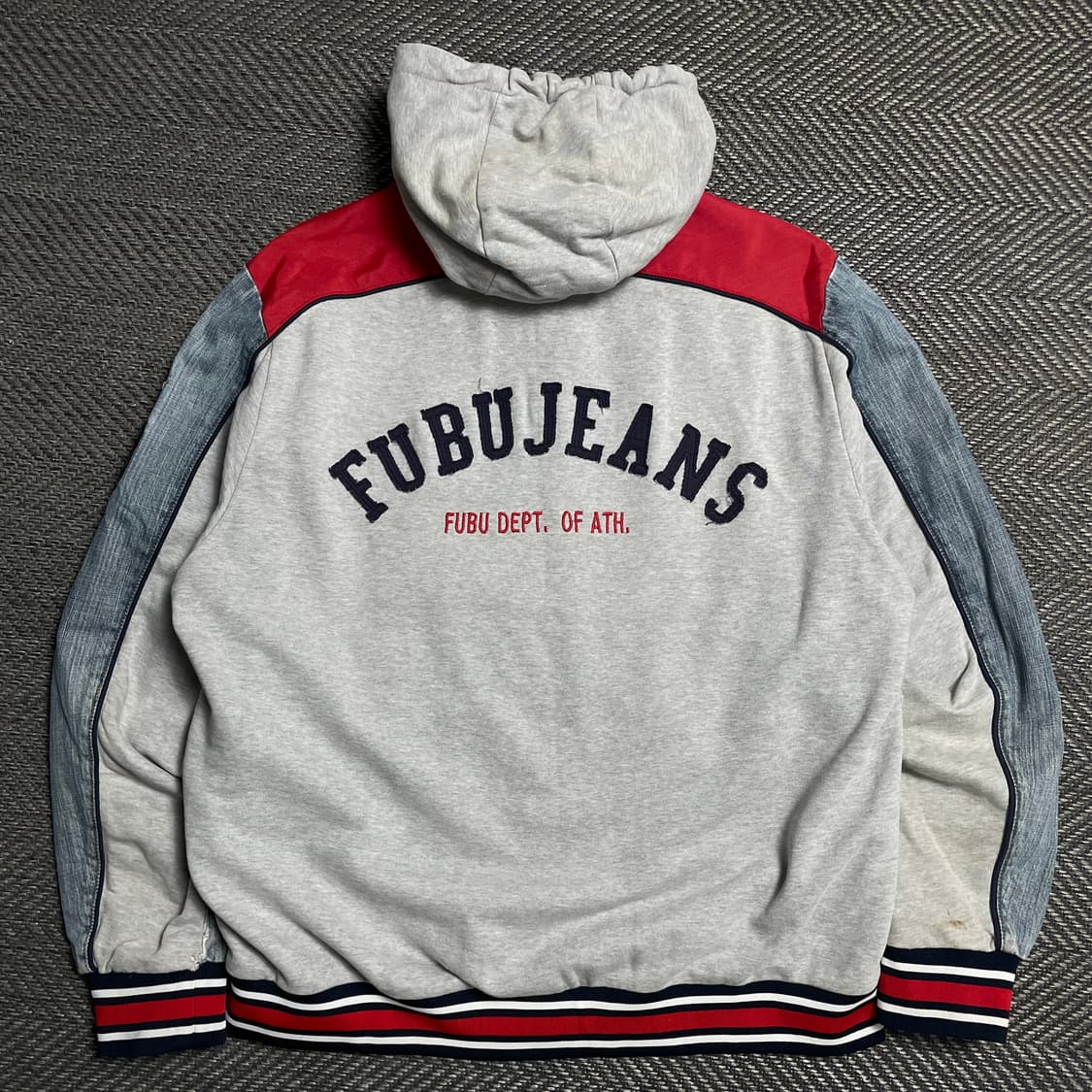 00s Fubu 후부 올드스쿨 데님 믹스업 레이싱 자켓y 5215 상품이미지6
