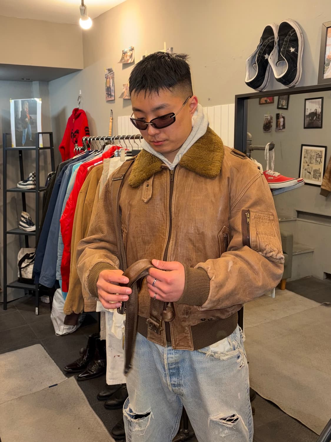 90‘s Men’s BIGI flight lambskin jacket 상품이미지1
