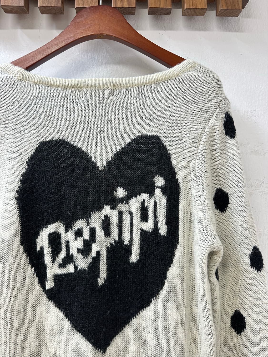 일본빈티지 repipi armario 도트 패턴 V넥 니트 가디건 상품이미지3