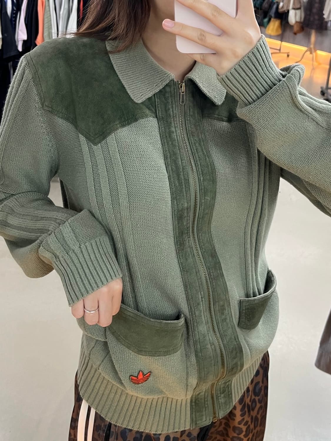 아디다스 니팅+스웨이드 집업 상품이미지2