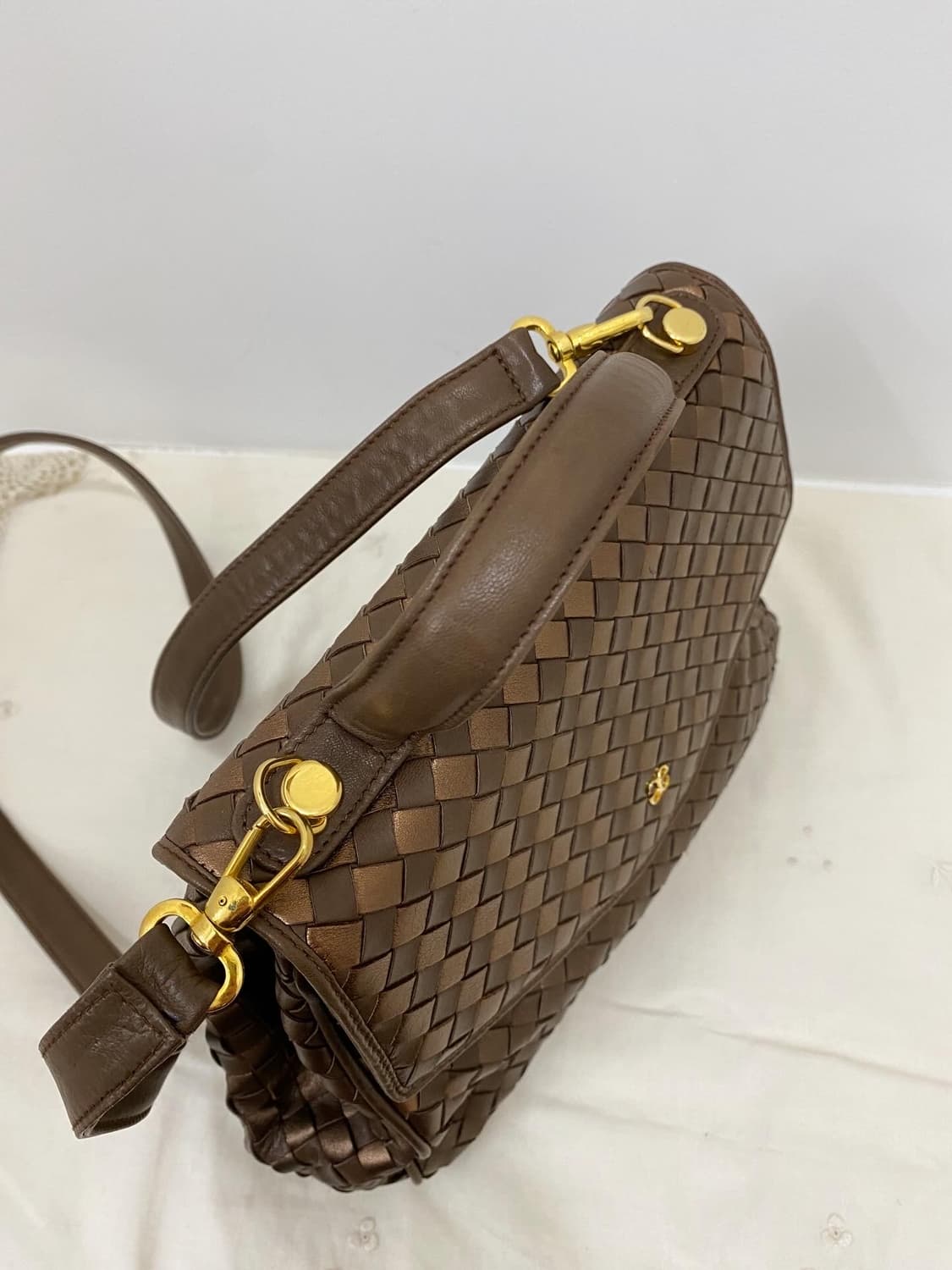 Elegance 브론즈 위빙레더 토트&크로스백 상품이미지5