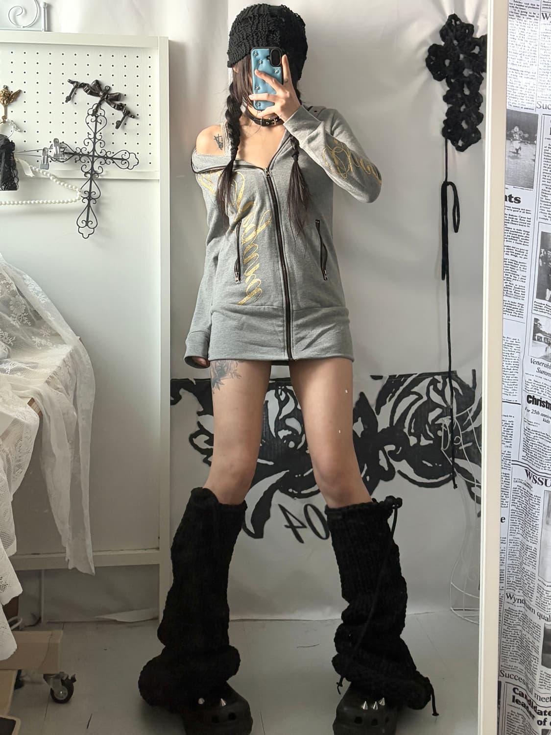 • Grey Wing Printed Hood Zip Up 상품이미지3