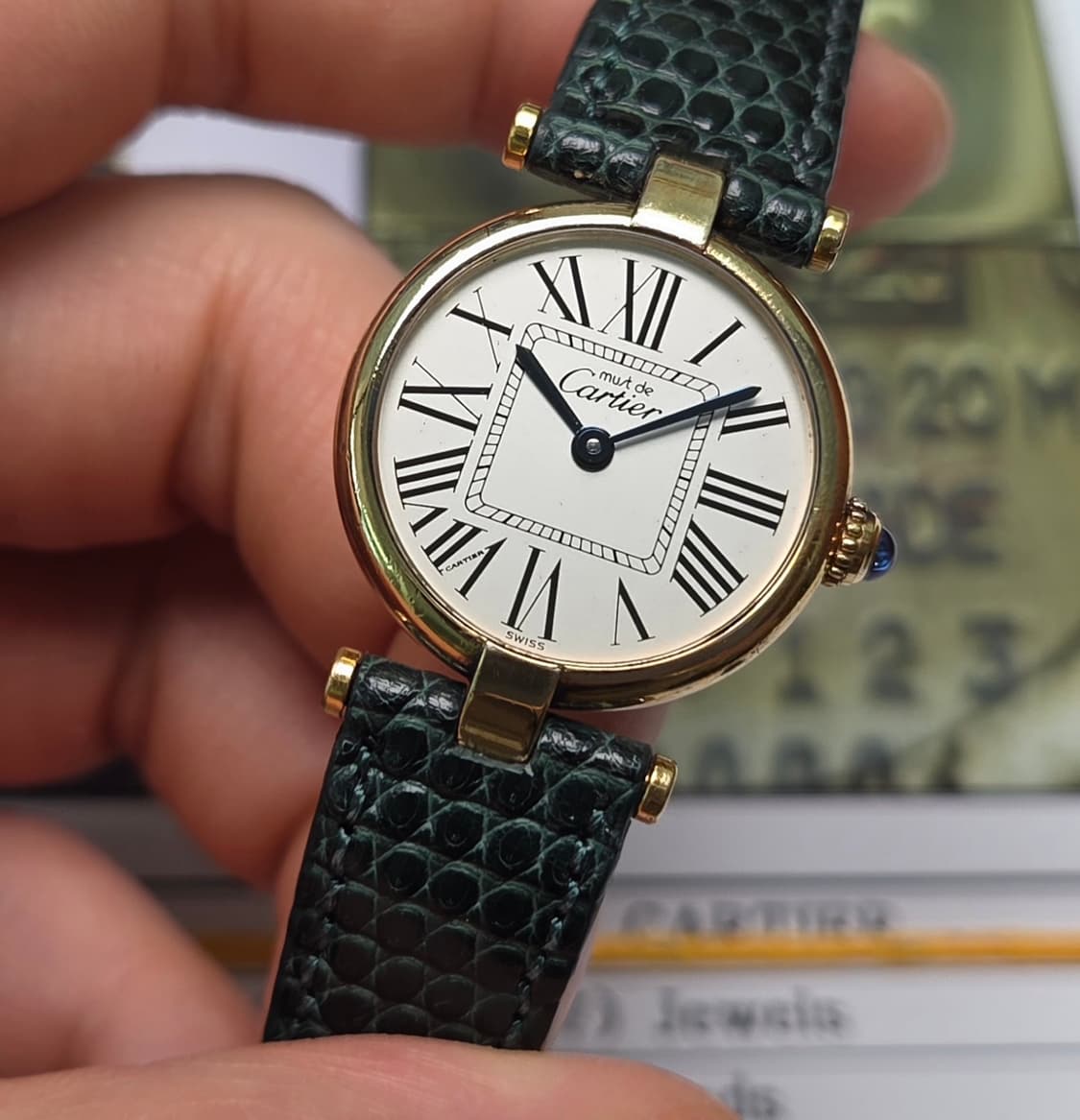 빈티지 까르띠에 머스트드 방돔 실버로만 쿼츠 디버클 여성용 (감정서 포함 상품이미지5