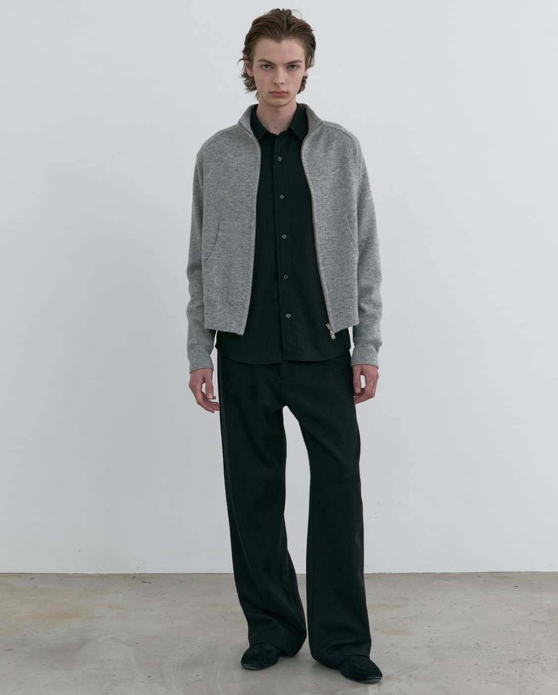 [50] Aieul Comfy Zip Up_Melange Grey 상품이미지1