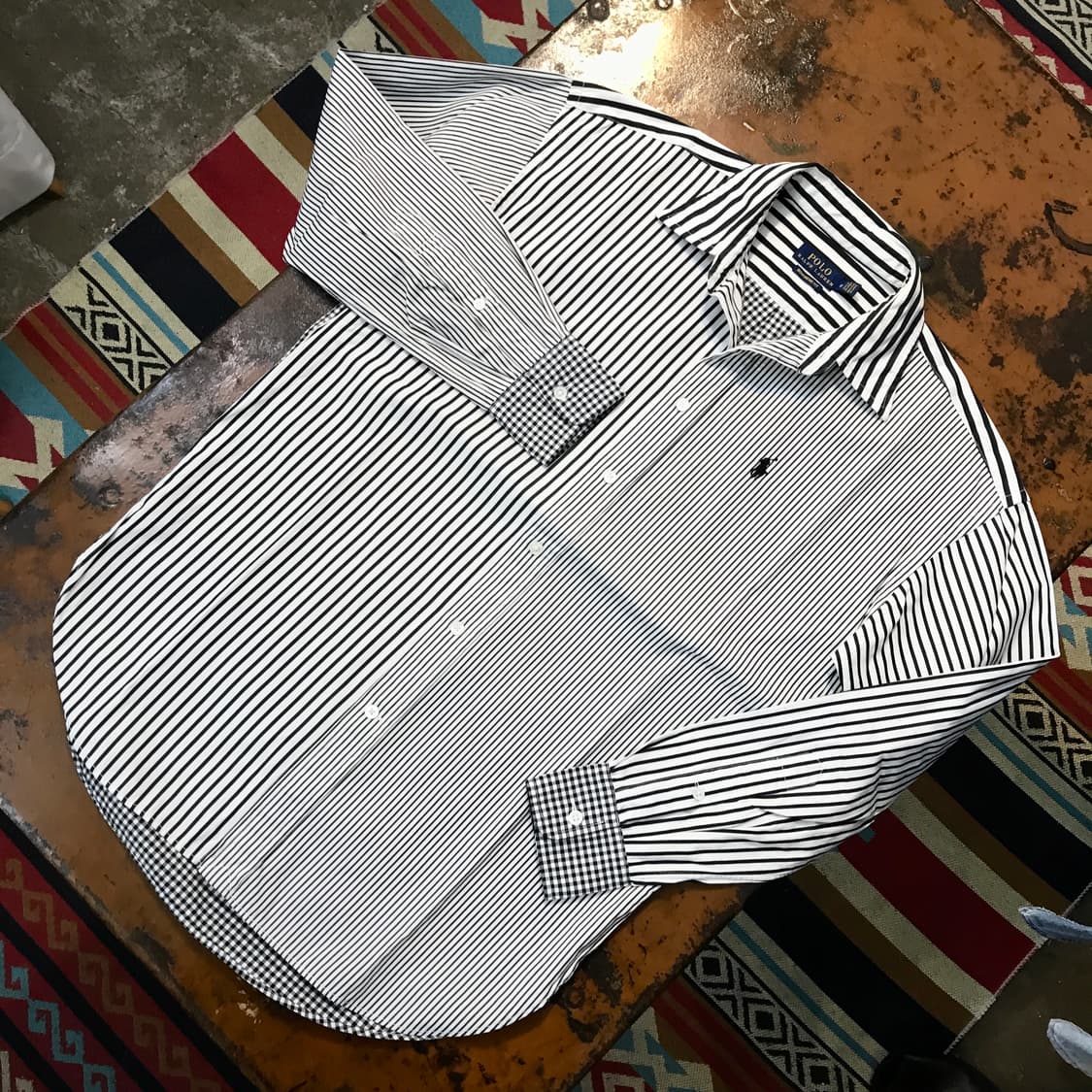 폴로랄프로렌 블랙 언발란 스트라이프 셔츠 여성 66 사이즈 상품이미지2
