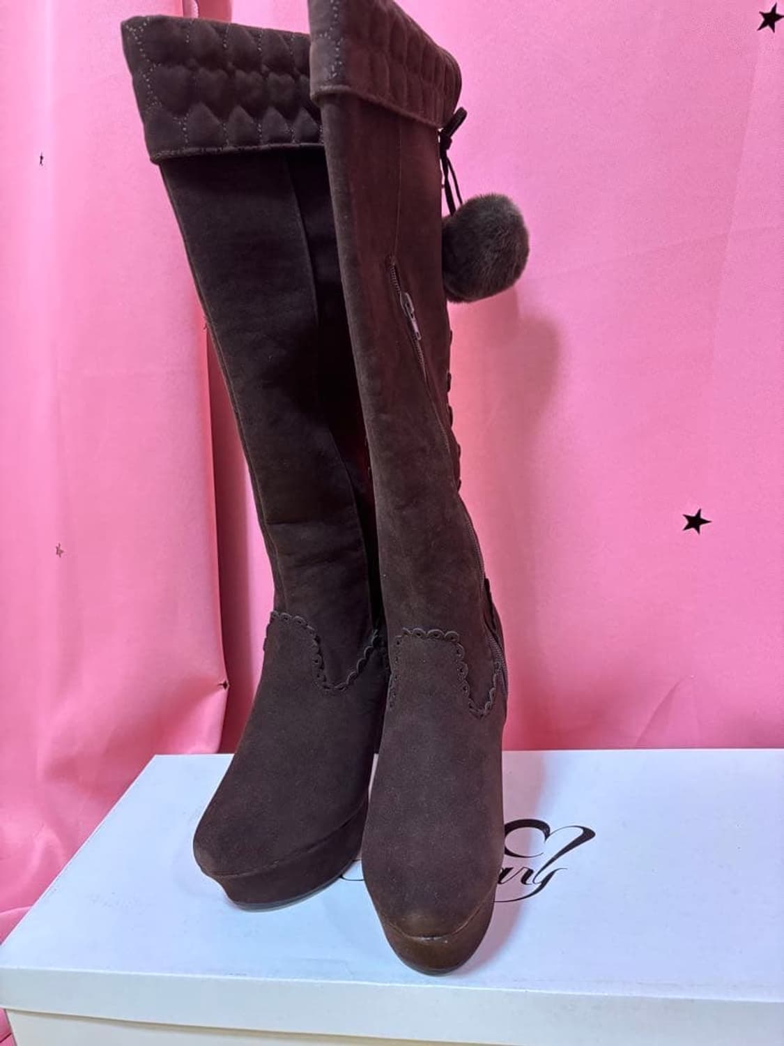 라떼갸루 히메갸루 리즈리사 디어리 부츠 아가일 니트 큐롯 상품이미지3