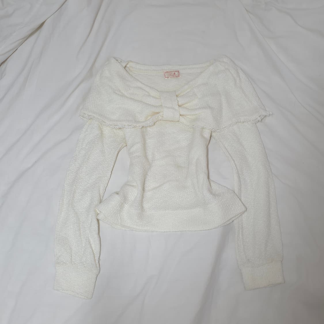 빈티지 히메갸루 리즈리사깔 리본 오프숄더 니트 로걀 메조피아노 상품이미지2