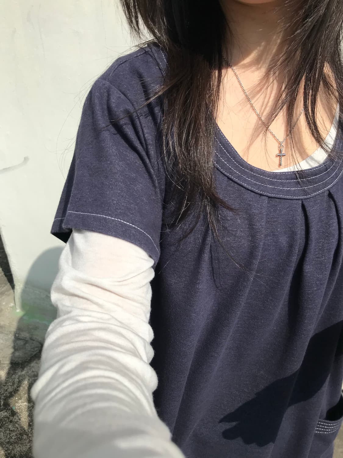 네이비 레이어드 데님 원피스 상품이미지5