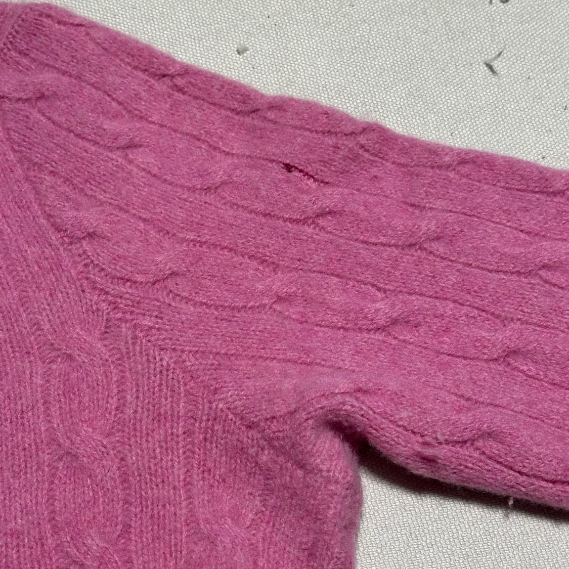 XL 폴로랄프로렌 여성용 핑크 브이넥 캐시미어 니트 상품이미지8