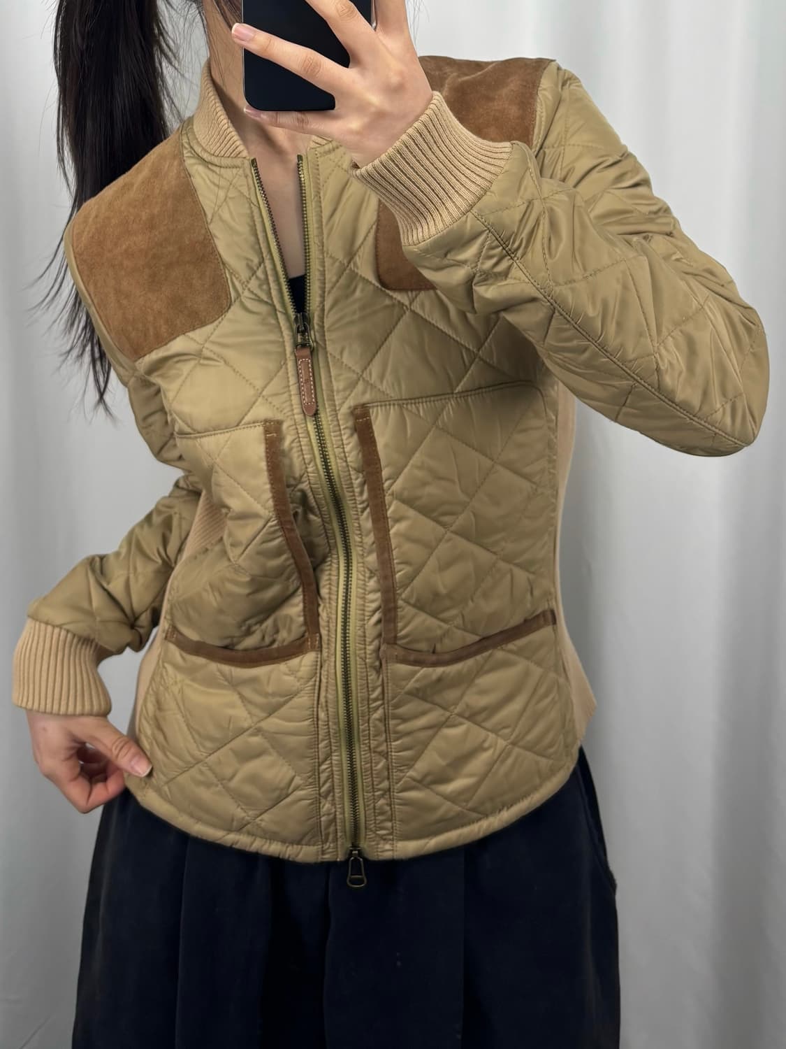 폴로 스웨이드 패치 퀼팅 집업 자켓 상품이미지2