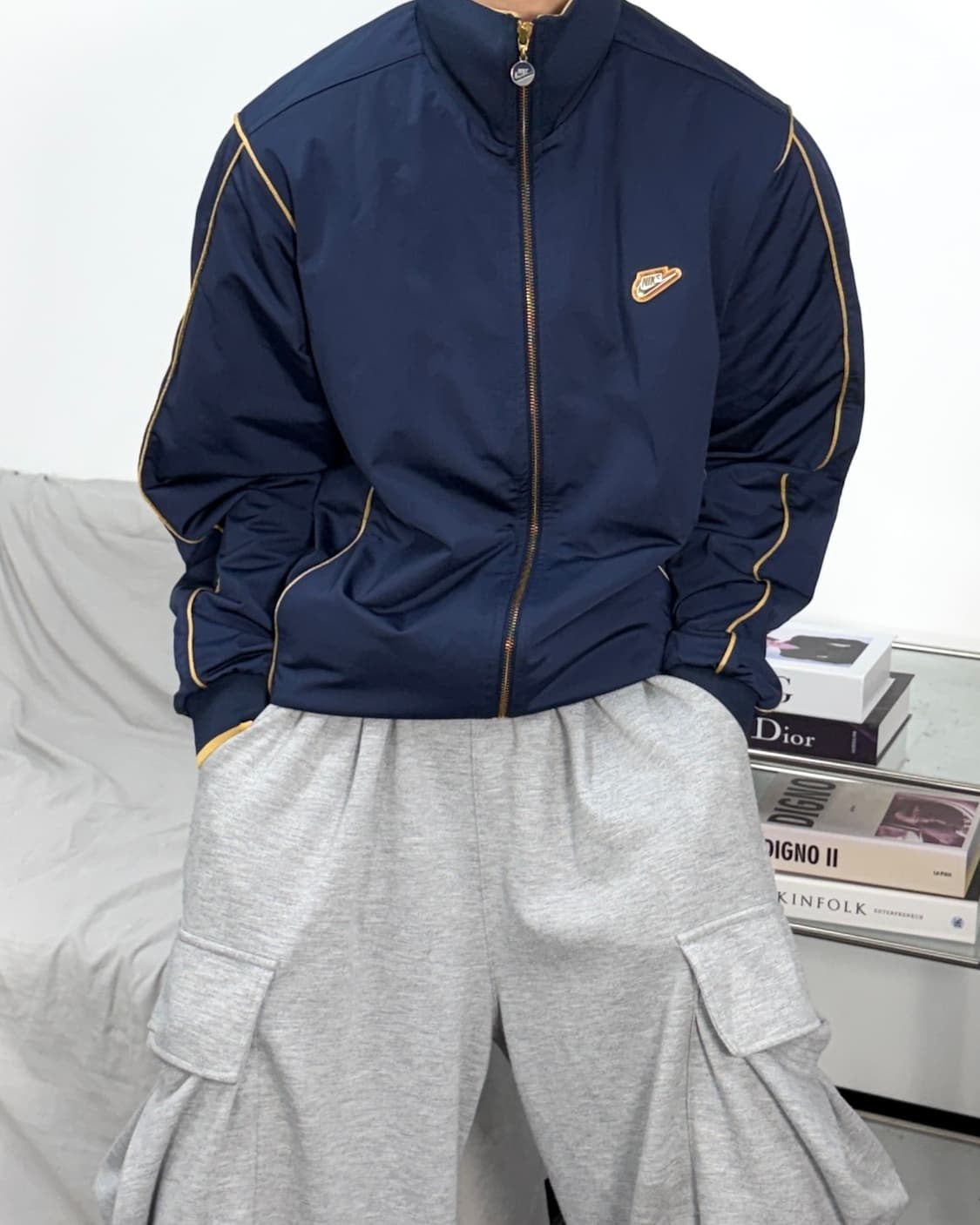 나이키 00s 네이비 금장로고 트랙탑 자켓 XL 상품이미지1