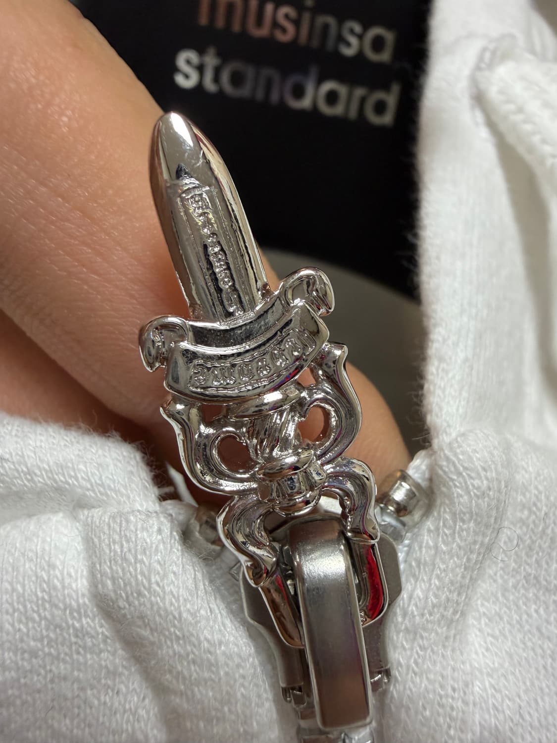 (미시착 새상품) 크롬하츠 버티컬 후드집업 M 화이트 블루 상품이미지6