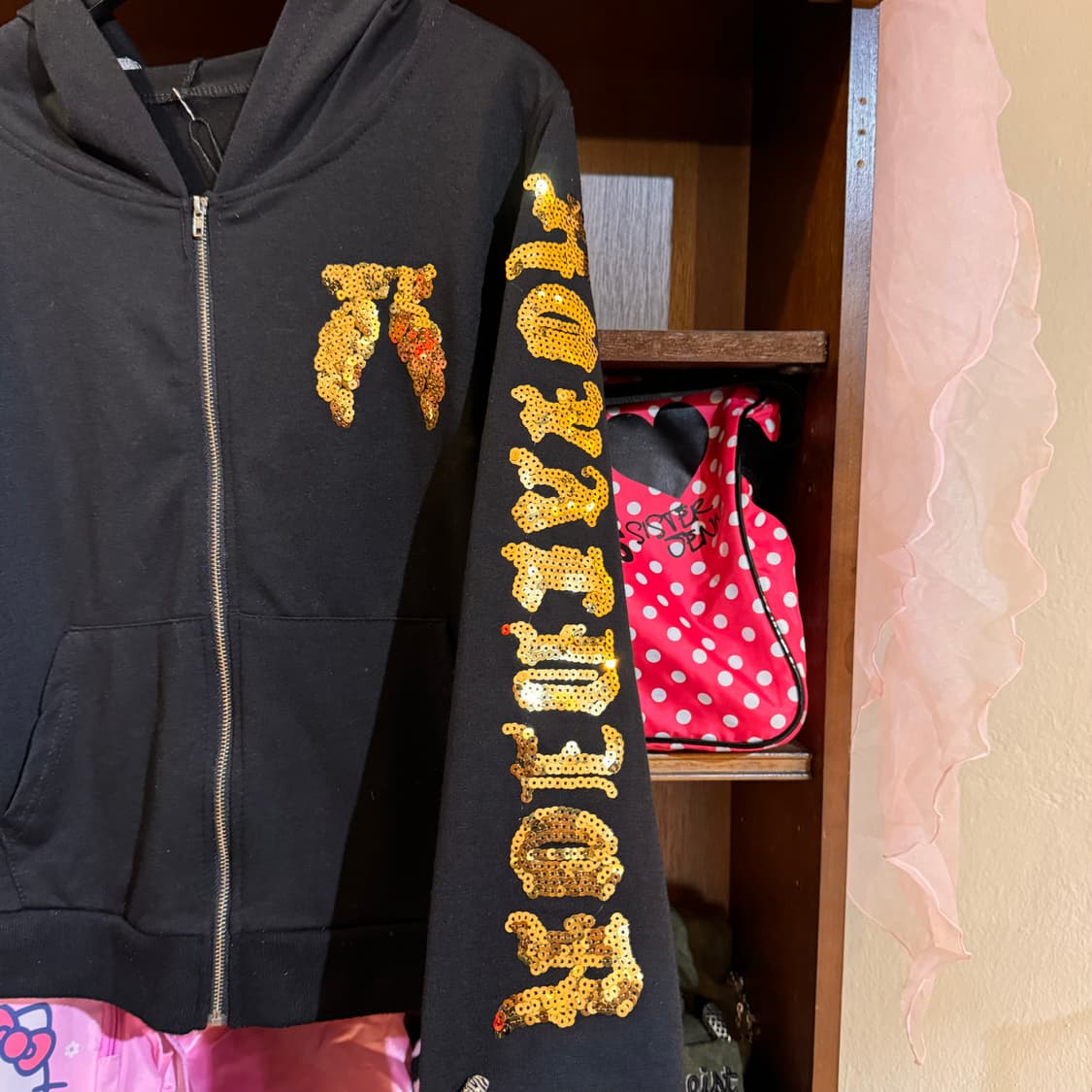 스팽글 백 윙포인트 후드집업 상품이미지2