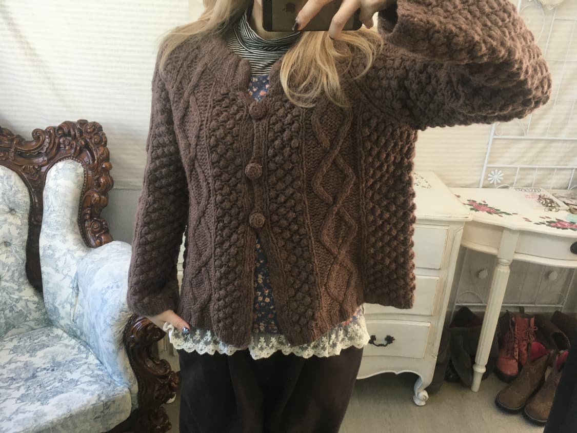 Set)하구미 잔꽃레이스티 + 모리 울 가디건 상품이미지4