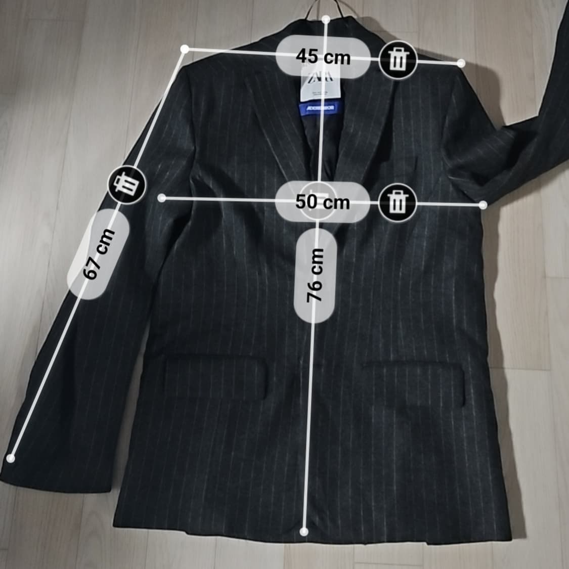 자라 x 아더에러 스트라이프 오버사이즈 블레이저 그레이2004/841 상품이미지10