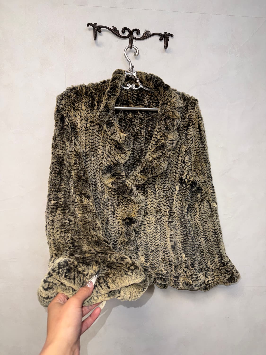 Mixed ash brown rex fur knit jacket  상품이미지2