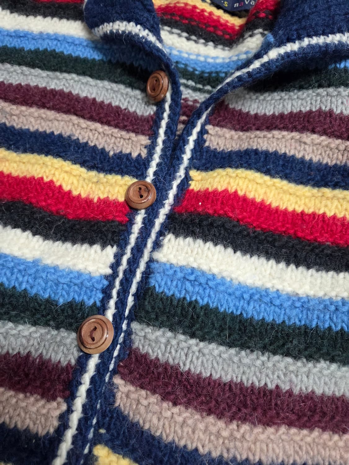 빈티지 오색 단가라 니트 아우터 하구미 모리걸 상품이미지1