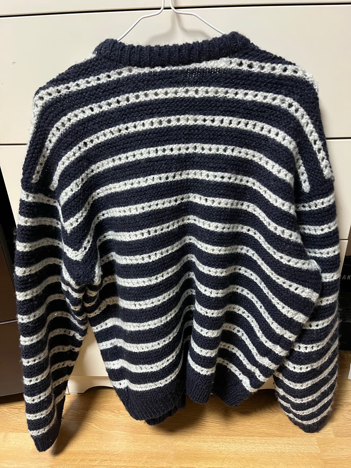 STU 라운드넥 스트라이프 가디건 네이비 상품이미지3