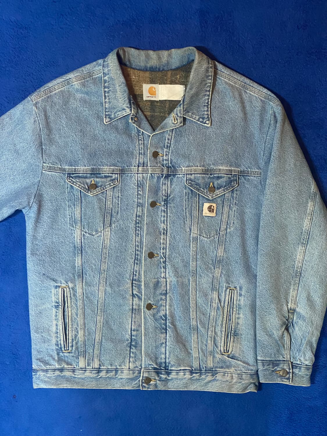 90's Carhartt 빈티지 칼하트 블랭킷 라이너 데님 트러커 재킷 상품이미지2