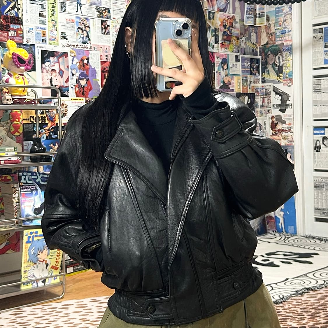 JPN 빈티지 양가죽 카라 봄버 자켓 상품이미지1