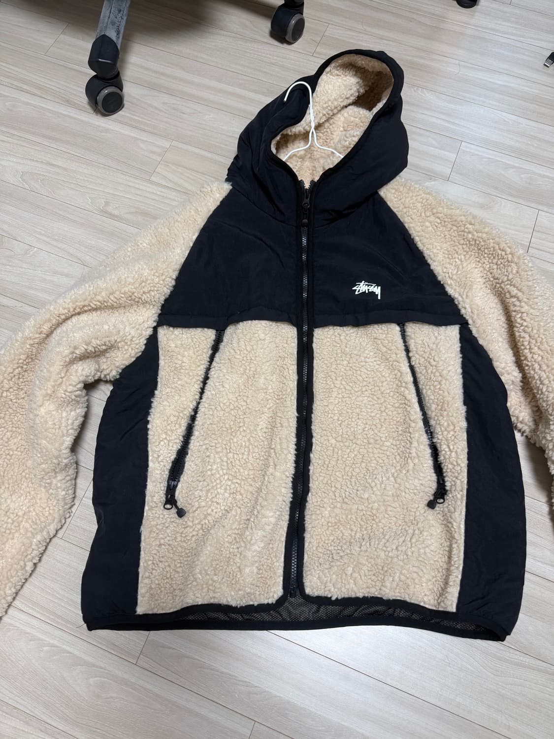 스투시 쉐르파 패널 후드 자켓 베이지 (사이즈L) 상품이미지1