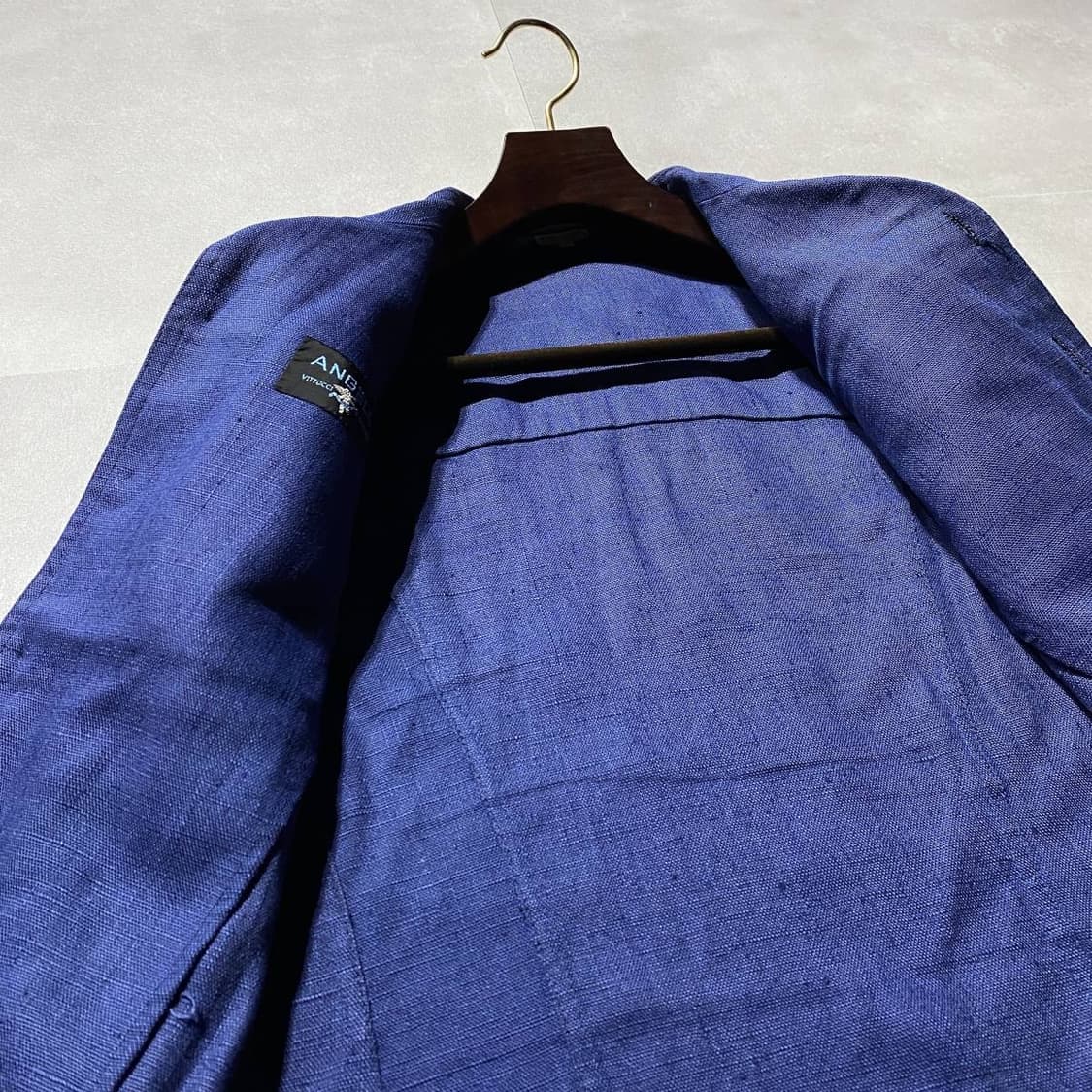 SEXY ANGERO 100% 이탈리아 리넨 블루 싱글 셋업 — 이색적인 상품이미지4