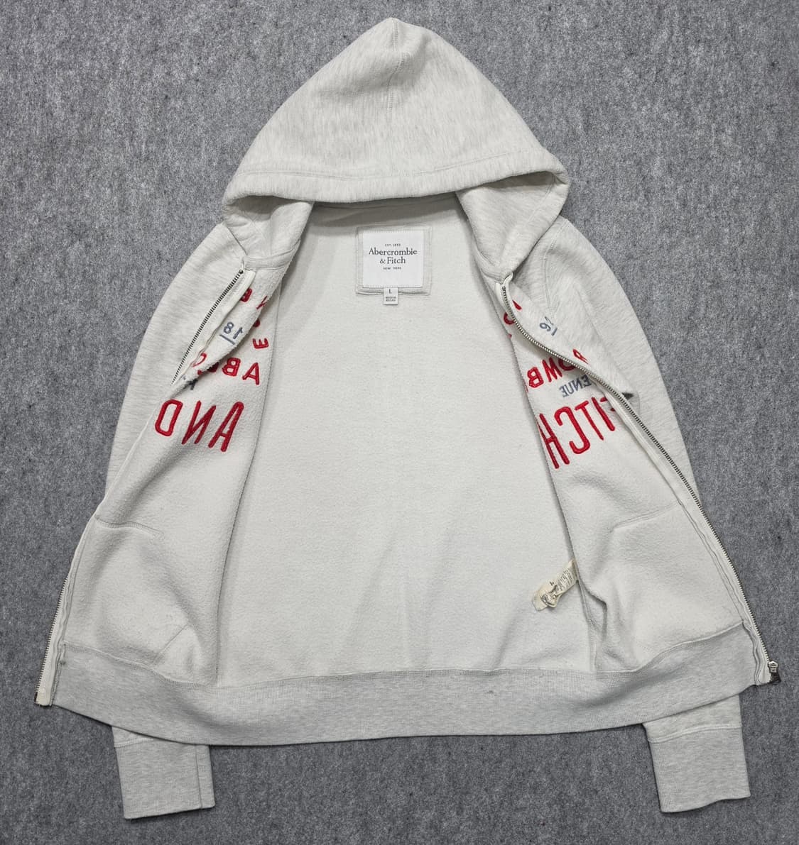 아베크롬비 앤 피치 Y2K 스펠 자수 로고 후드집업 L 상품이미지3