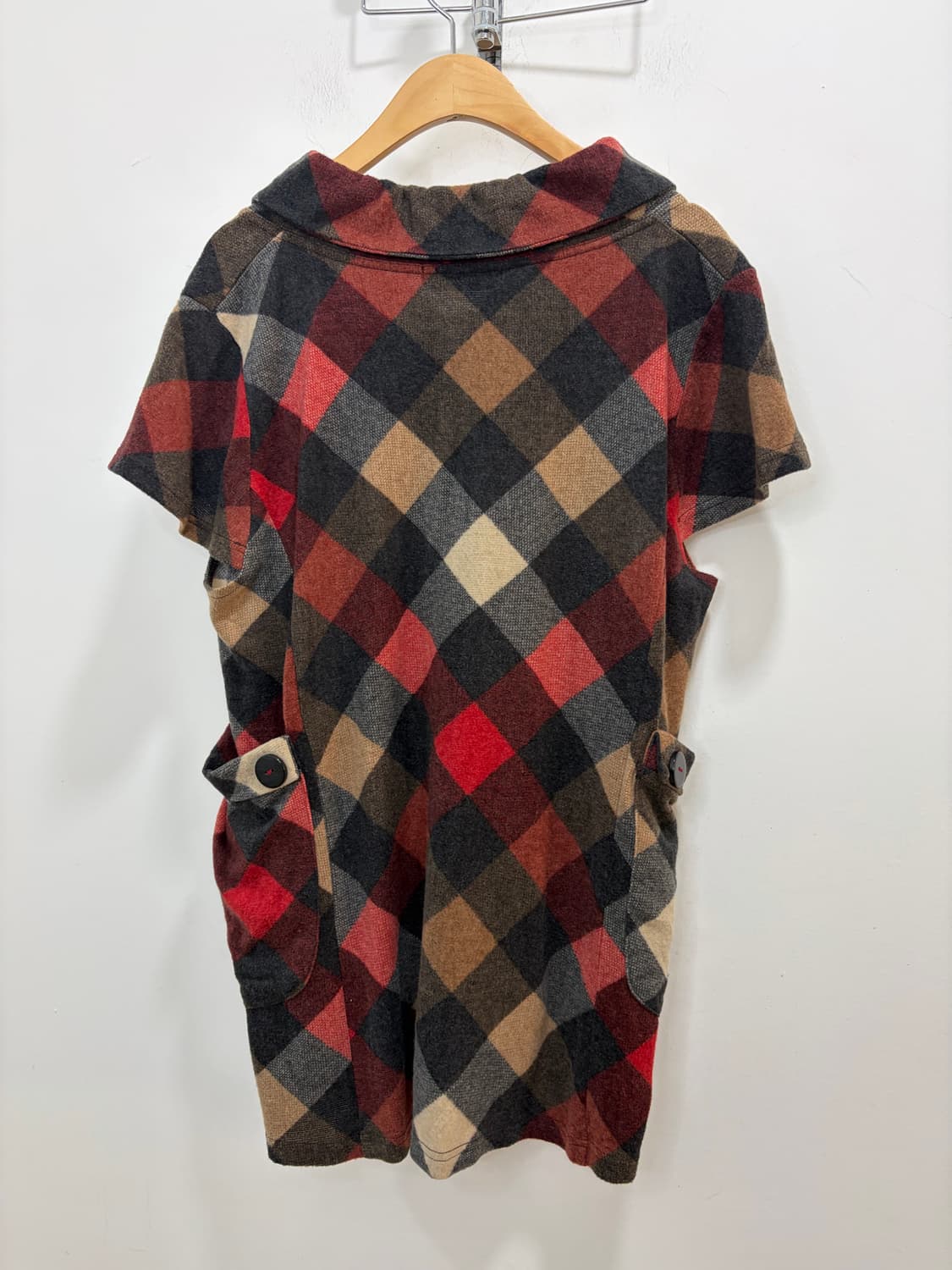 Pursuit De Ideal 단추 체크 레이어드 모리룩 반팔 니트 상품이미지8