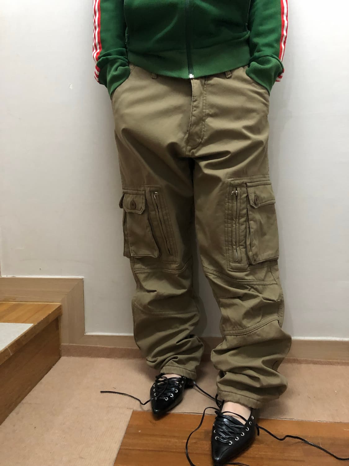 빈티지 베이지 코튼 카고 팬츠 상품이미지3