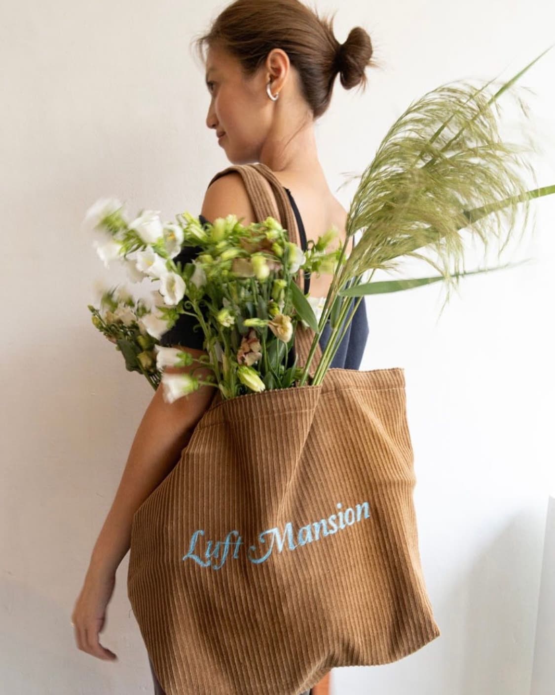 루프트맨션 코듀로이 가방 코듀로이 토트백 브라운 스카이블루 상품이미지1