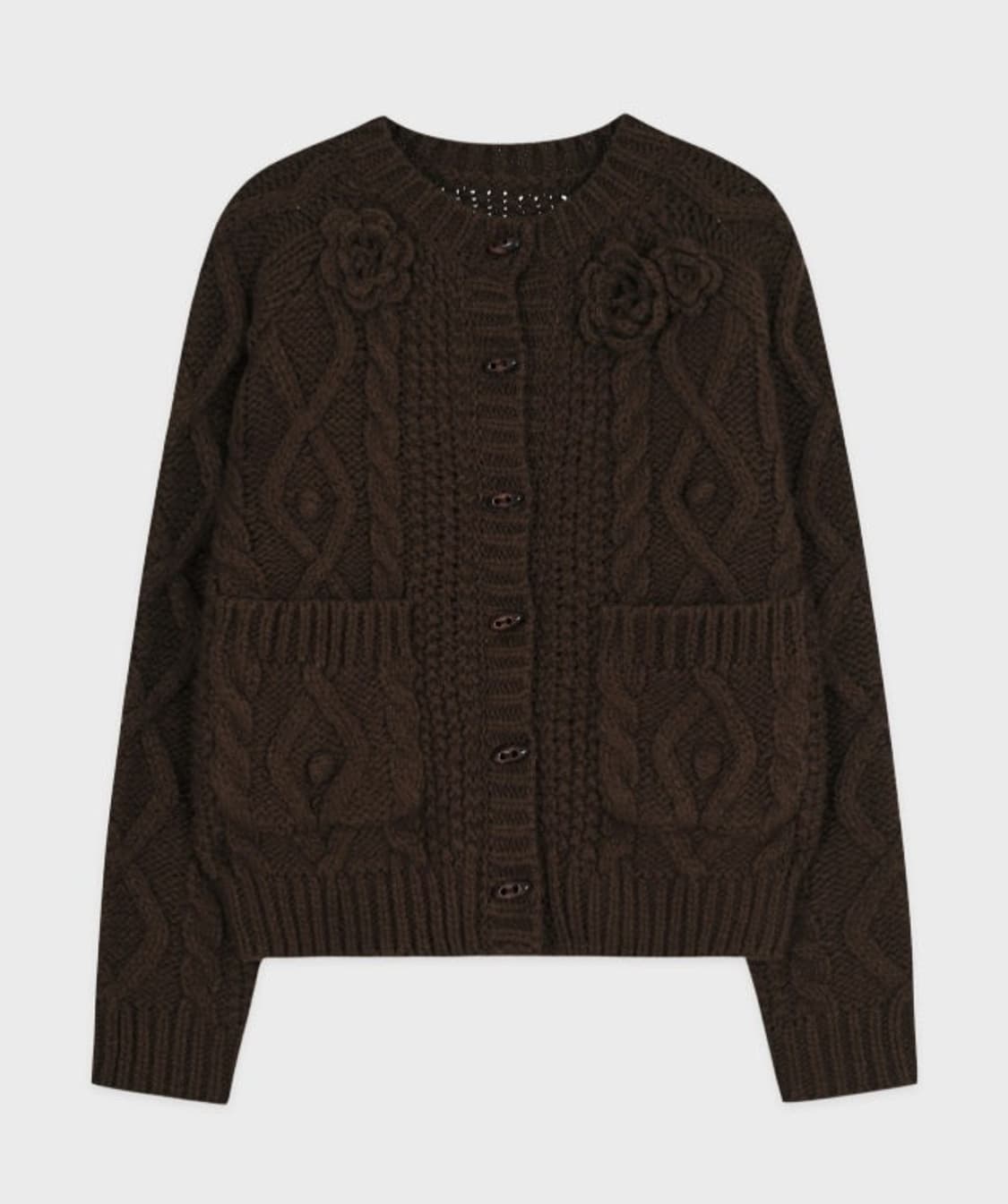 시눈 브라운 니트 가디건 Flower Knit Cardigan 상품이미지1