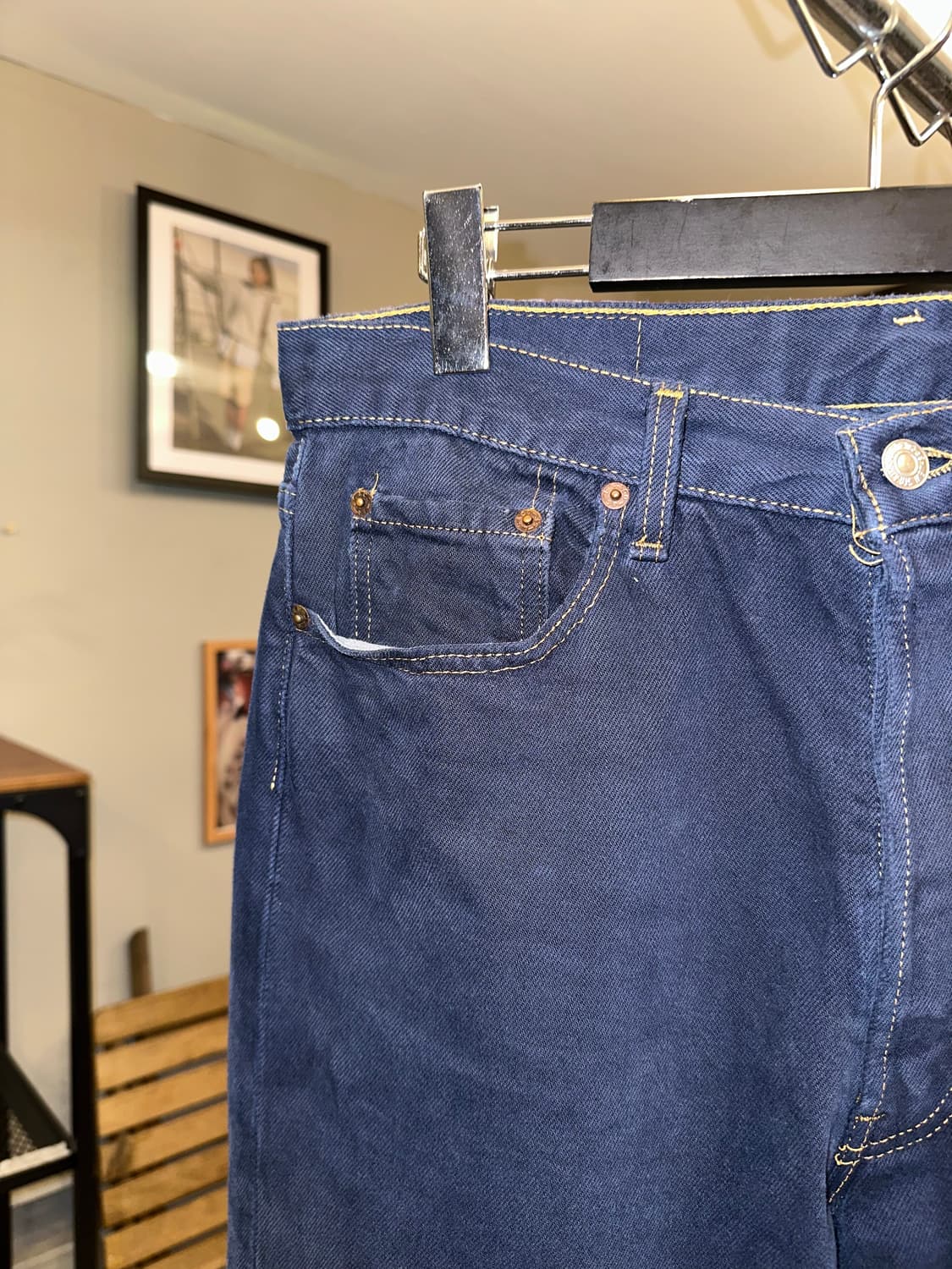 90’s Levi’s 501 navy denim washed pants 상품이미지6