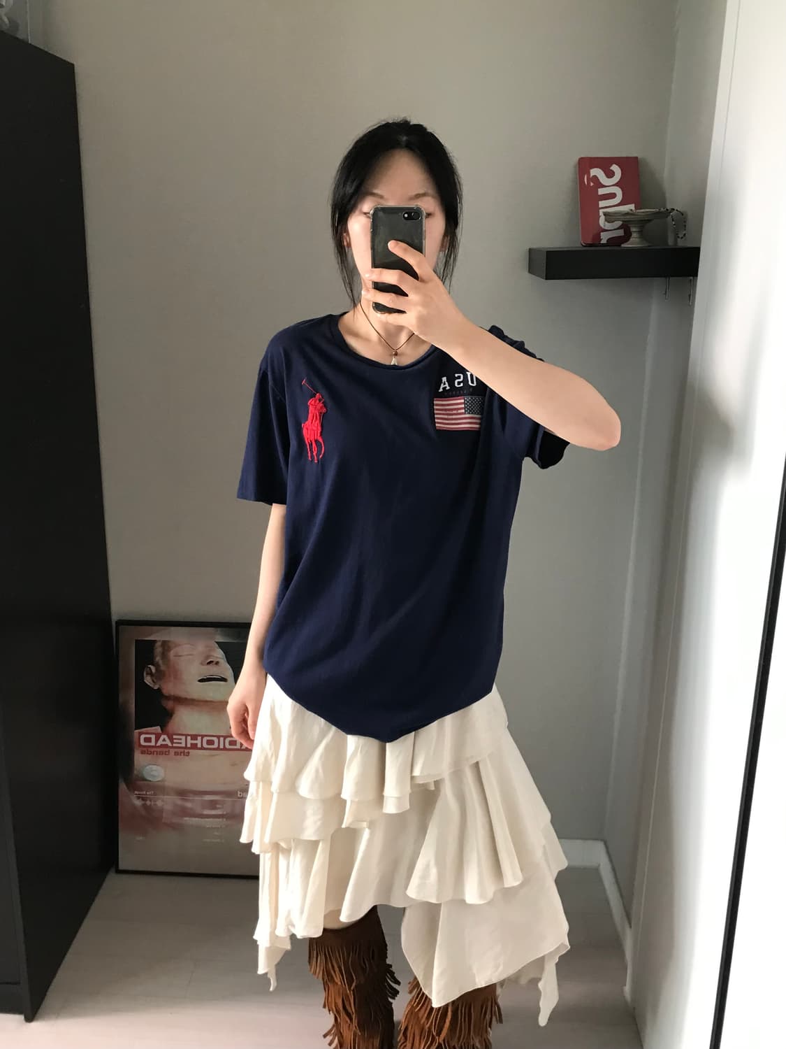 폴로 랄프로렌 빅포니로고 성조기 반팔티 QR코드택 상품이미지1