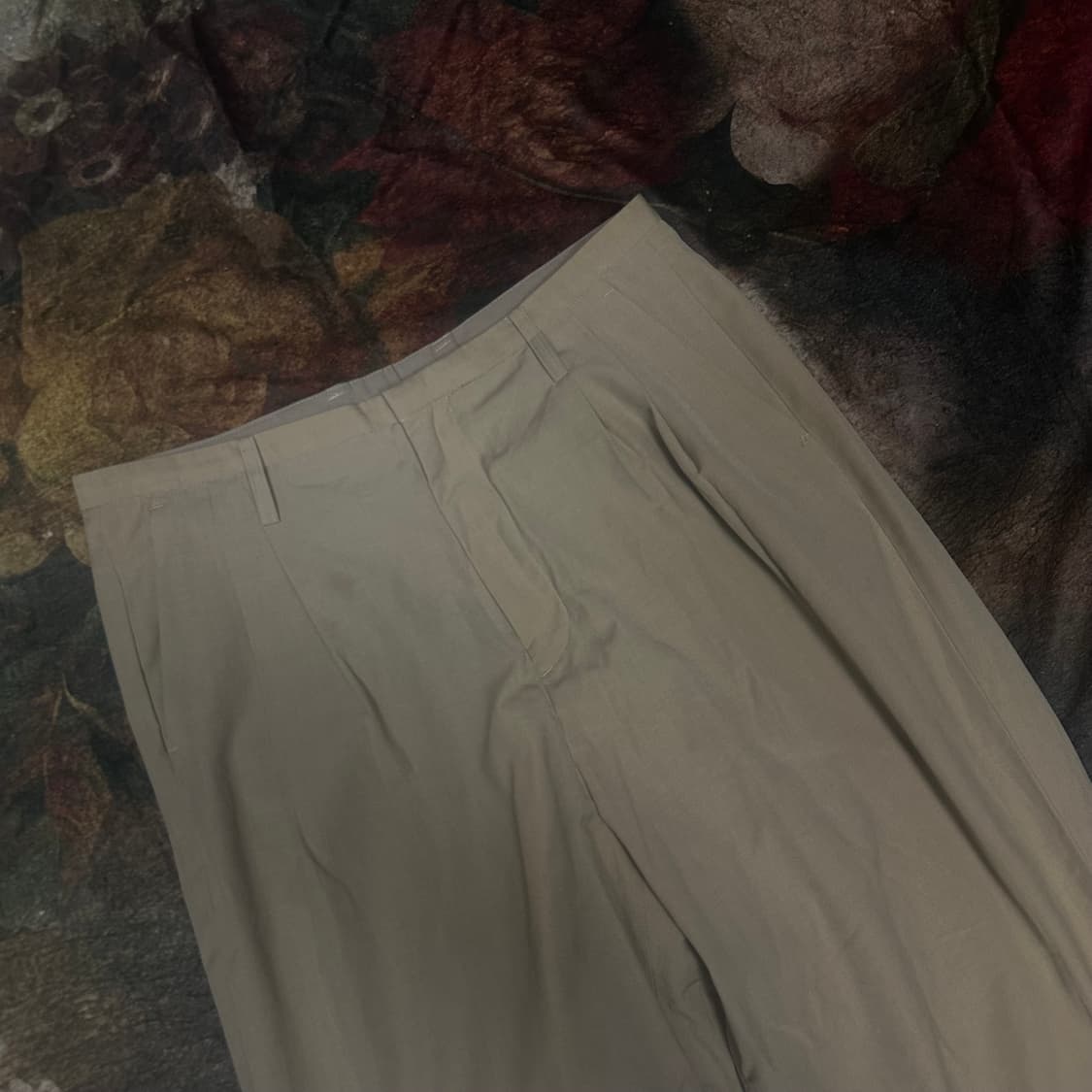 일본 빈티지 베이지 와이드코튼팬츠 L 상품이미지2