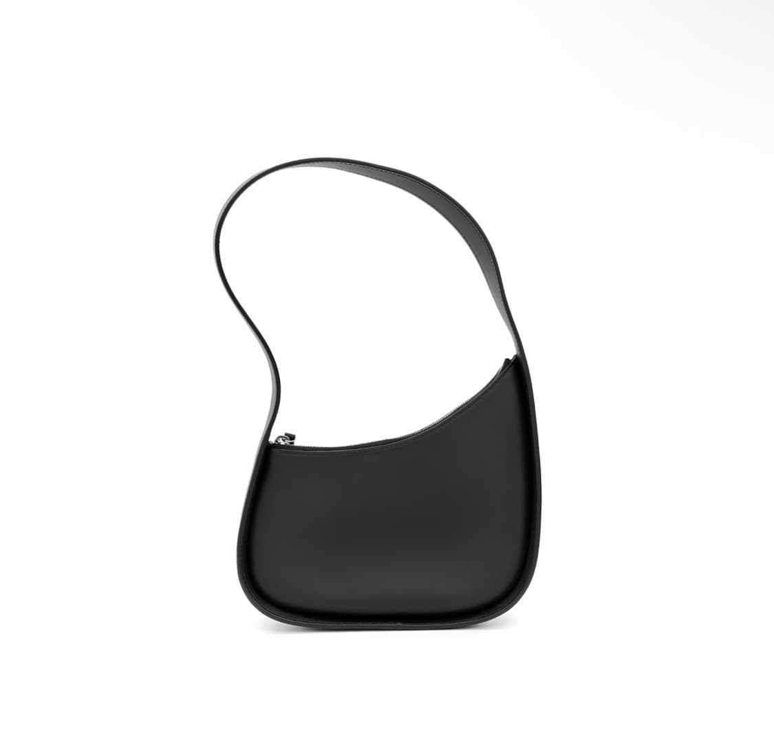 [OS] 더 로우 여성 하프문 스무스 카프스킨 레더 숄더백 핸드백 블랙 상품이미지3