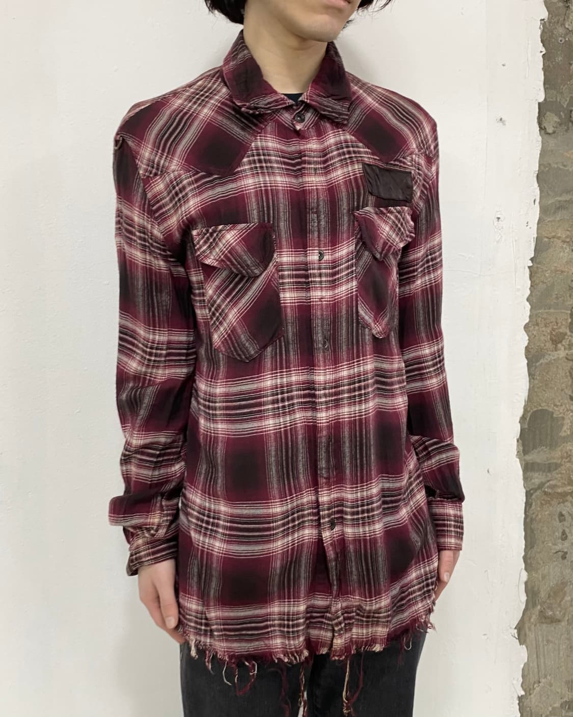 쿄지 마루야마 칼프 레더 플란넬 셔츠 상품이미지3