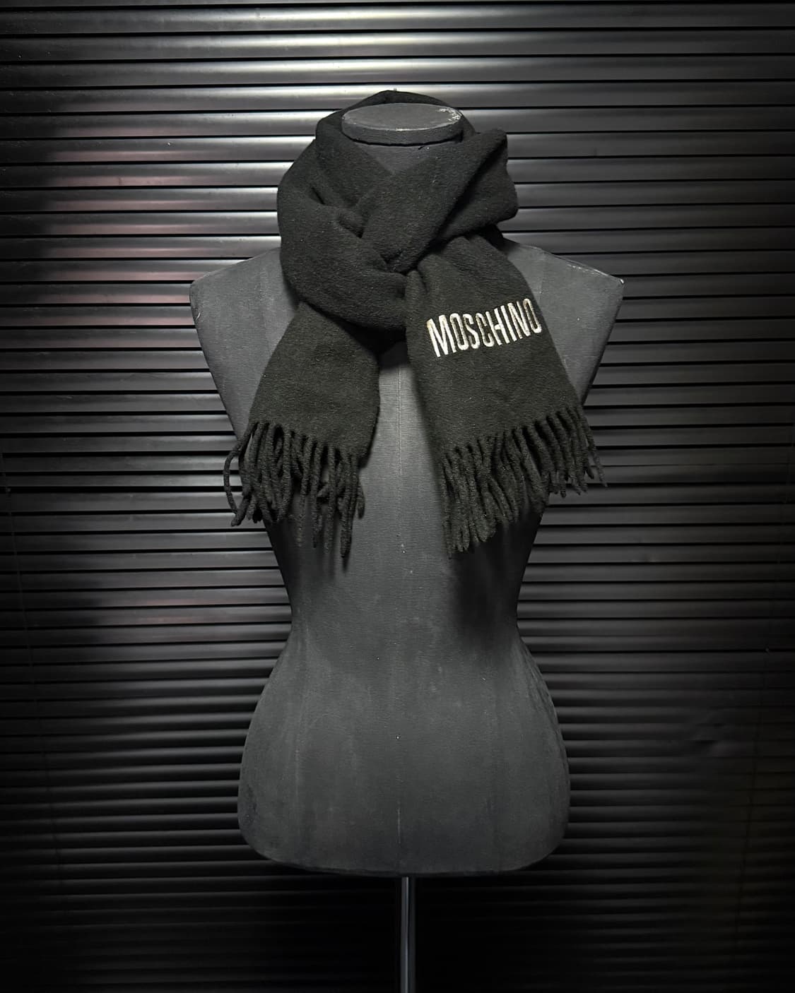 모스키노 램스울 울 양 모 이태리 이탈리아 블랙 머플러 목도리 스카프 상품이미지1